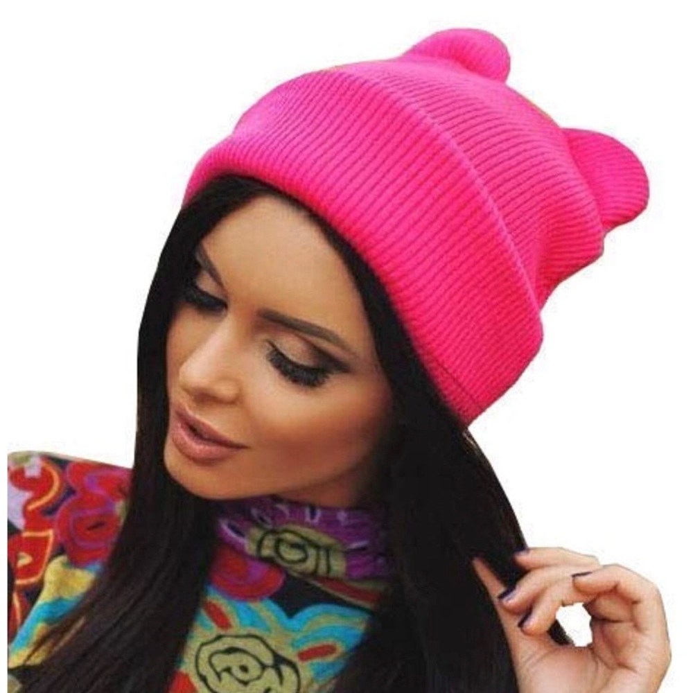 Pink Cat Beanie Hat - NWT - Cute & Cozy Gift Idea